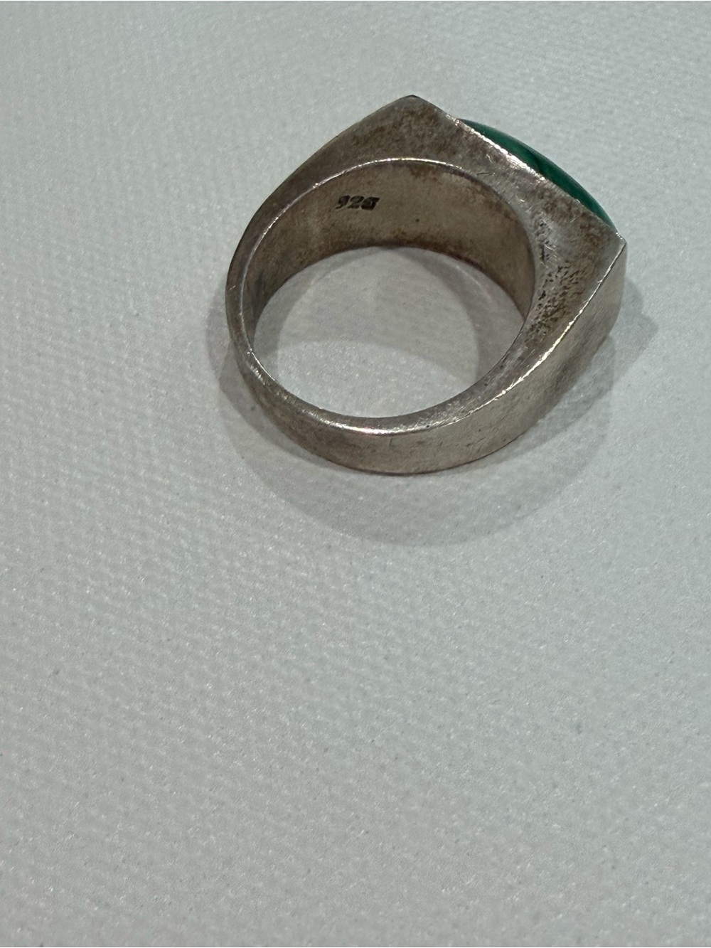 Malachite Gem Cab Ring size 9 Marked 925 - Picture 5 of 8